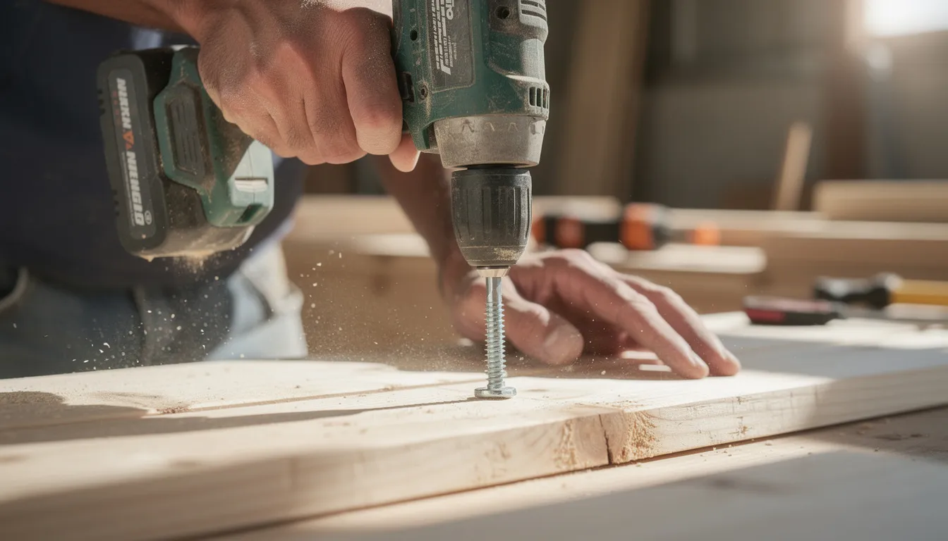 A close-up of hands skillfully using a power drill on construction materials, highlighting the active involvement of female construction workers in the construction industry. This image represents the growing diversity and empowerment of women working in traditionally male-dominated fields like construction.